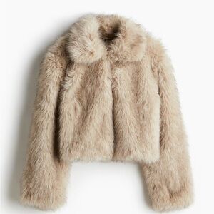 H&M Faux Fur Jacket in Beige